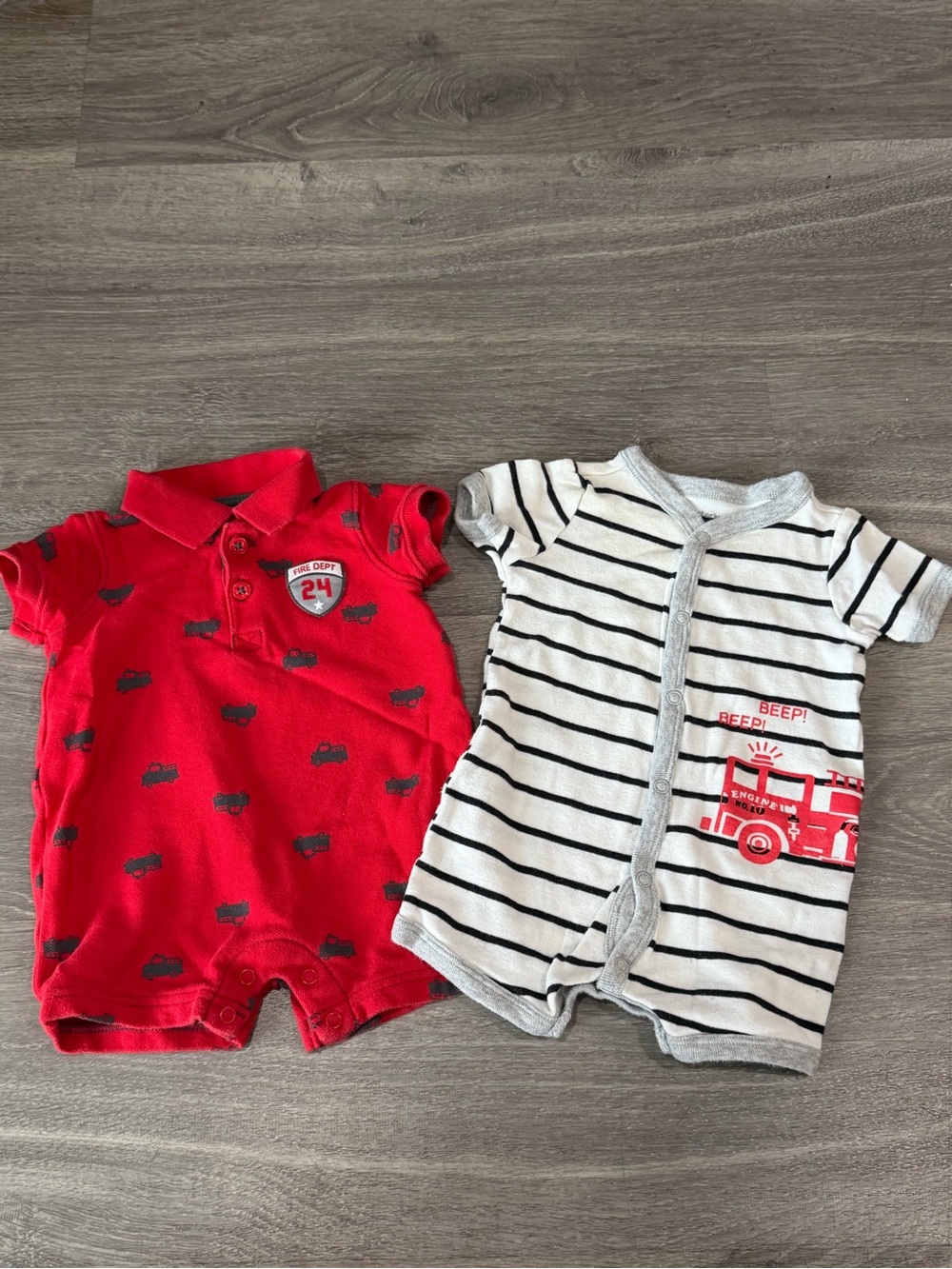 Carter’s Baby Boy Fire Truck Romper Bundle | Size 3M / 0-3 Months